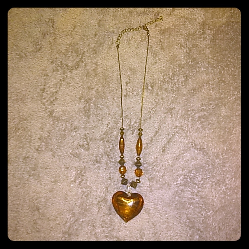 📯Amber Heart Stone Necklace📯